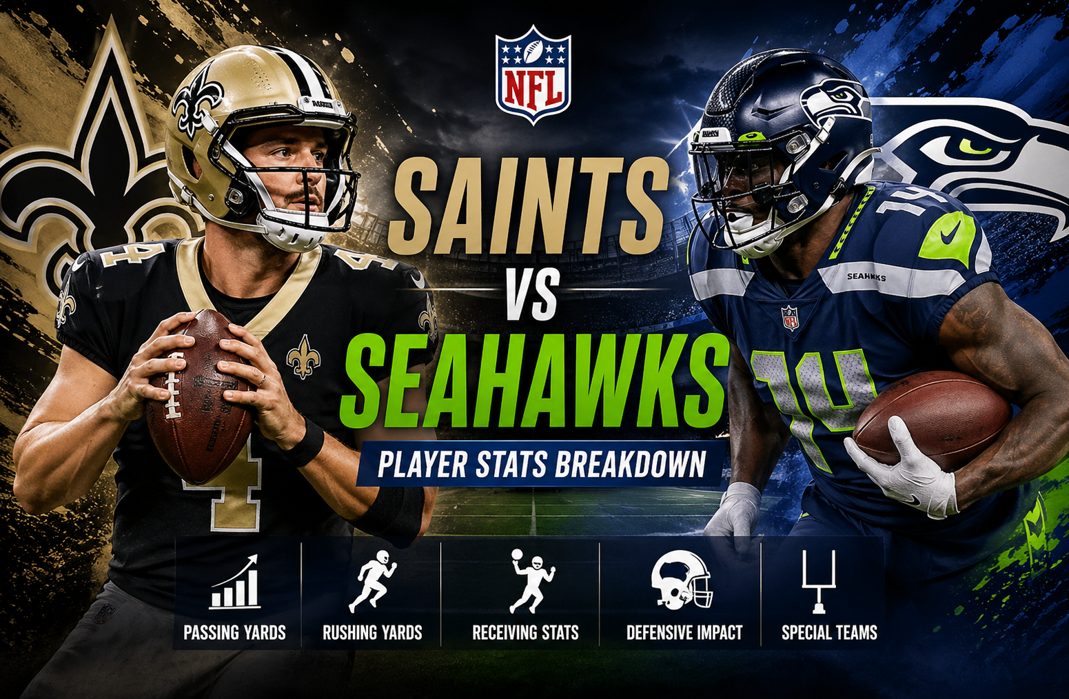 New Orleans Saints vs Seahawks match player stats