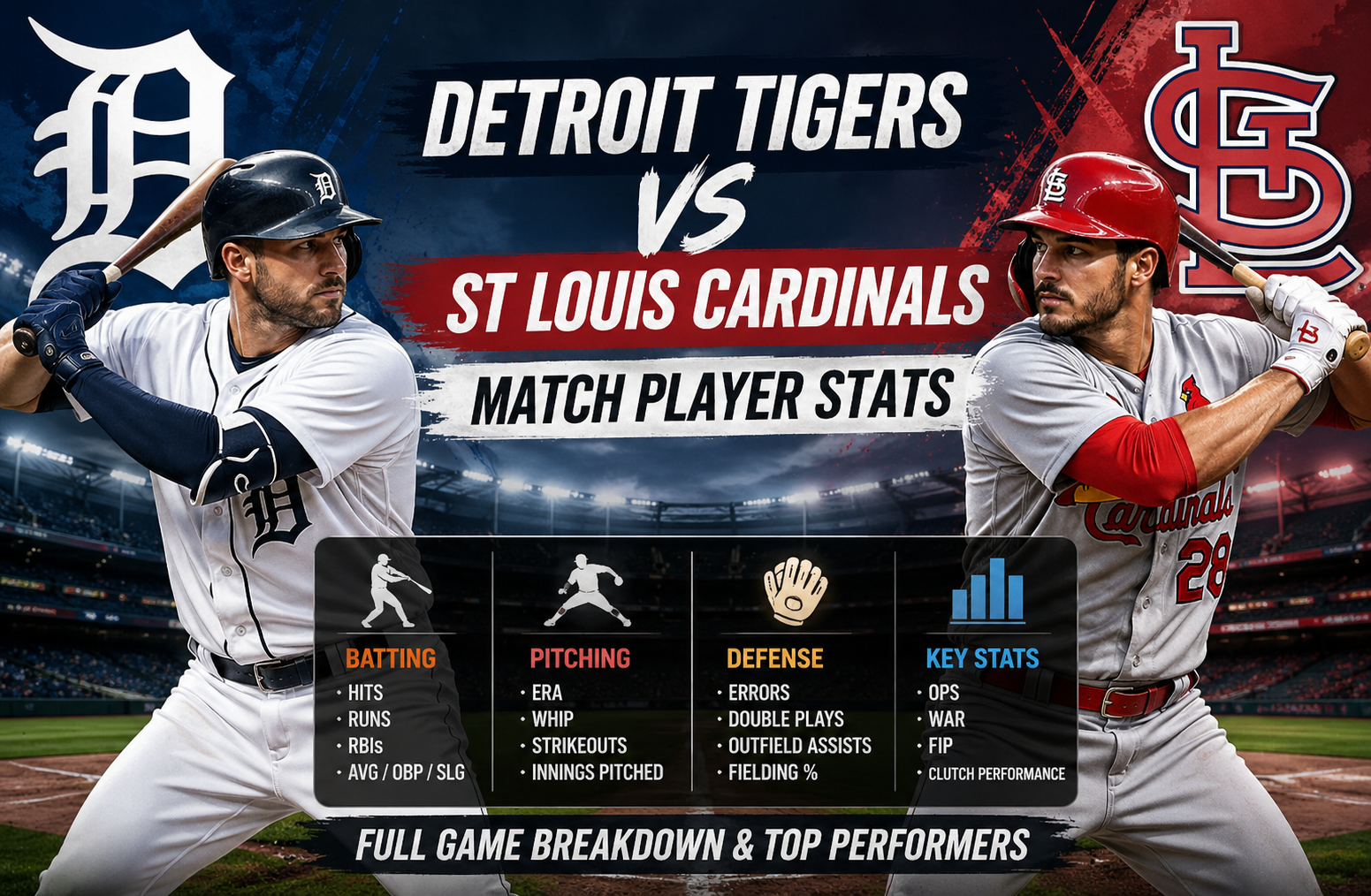 Detroit Tigers vs St Louis Cardinals Match Player Stats