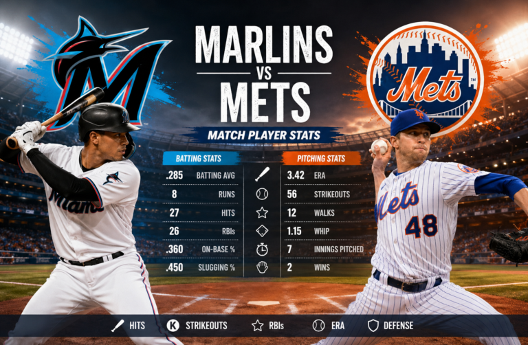 Miami Marlins vs Mets Match Player Stats