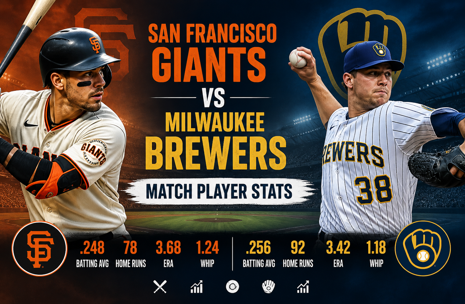 San Francisco Giants vs Milwaukee Brewers Match Player Stats