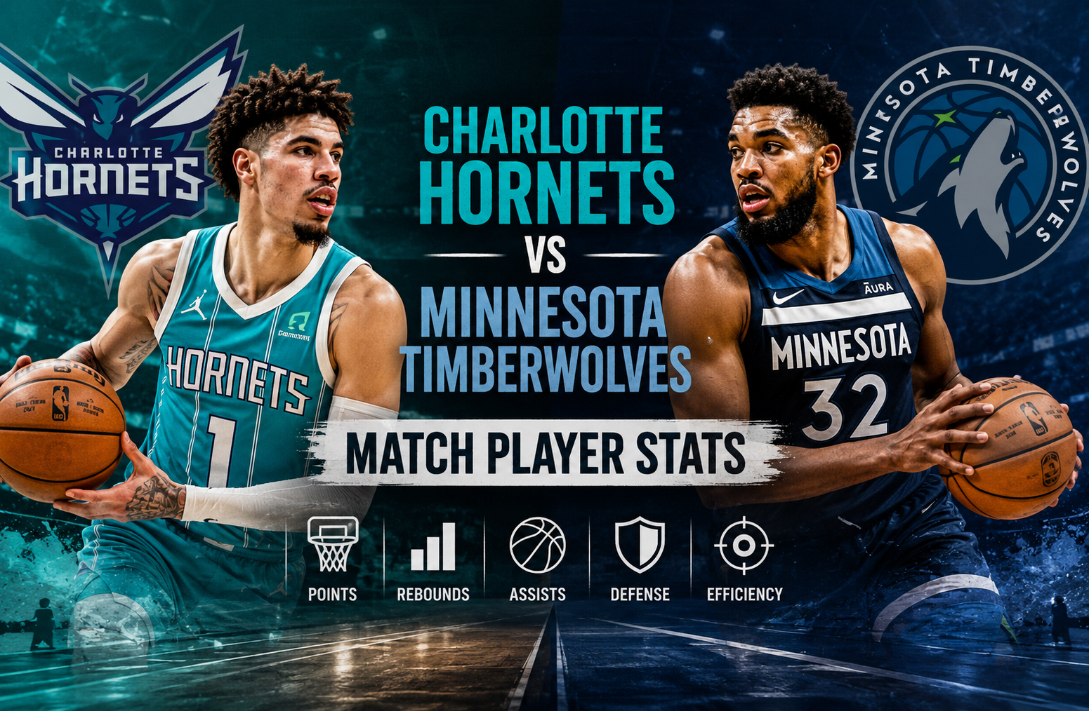 Charlotte Hornets vs Minnesota Timberwolves Match Player Stats